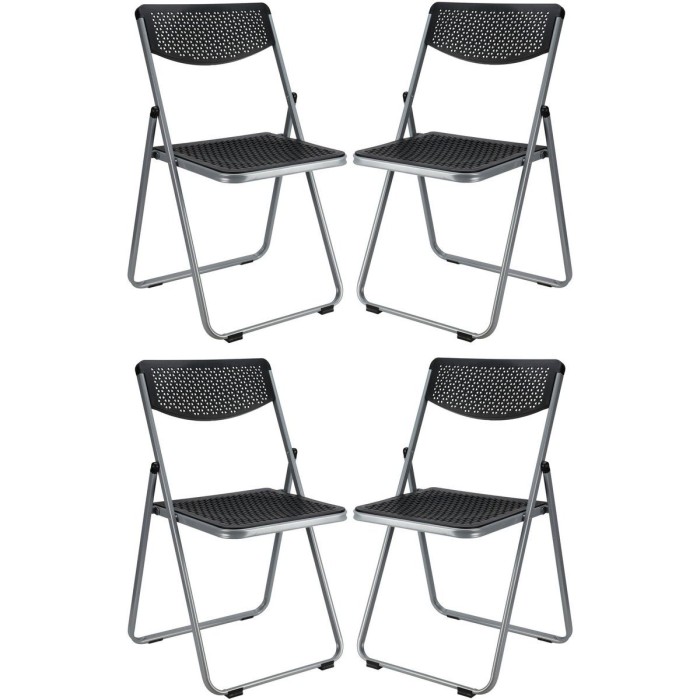 4 Delige Klapstoelenset – Zwart