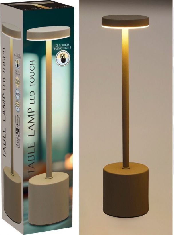 Tafellamp Taupe - 34cm - Touchlamp - Dimbaar - USB