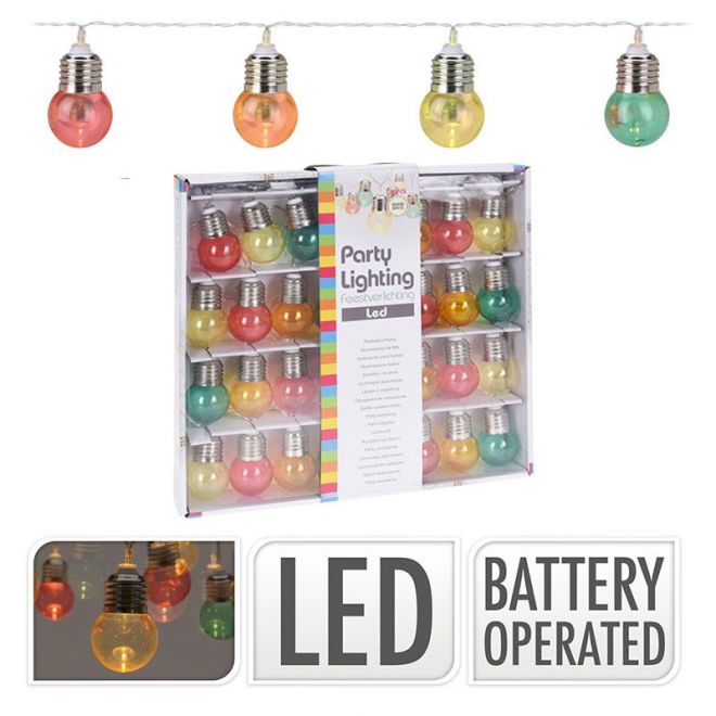 Feestverlichting - 30 LED Bolletjes - 4.50 meter - Multicolor